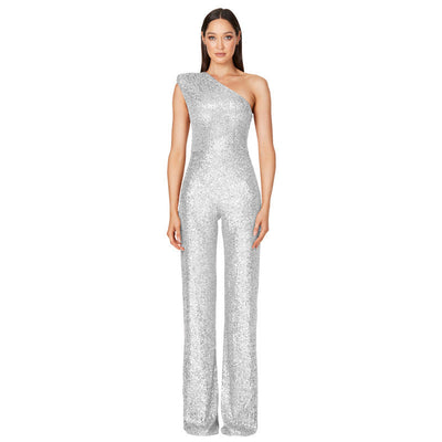 Diana – Ärmelloser Ein-Schulter-Pailletten-Jumpsuit