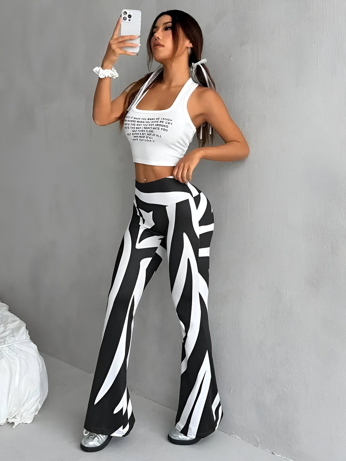 Gabriele | High-Waisted Hose mit Blumenmuster