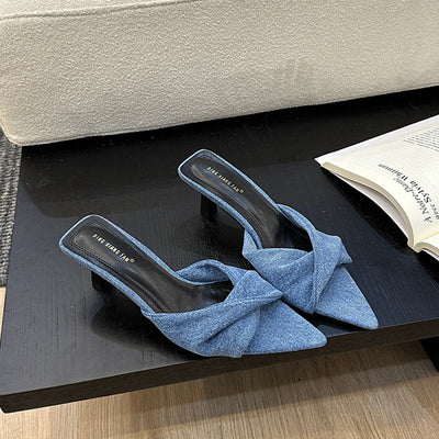 Caroline – Offene Denim-Sandalen mit hohen Absätzen