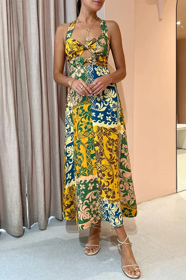 Isabelle® | Sexy Print Bandage rückenfreie Neckholder bedruckte Kleider