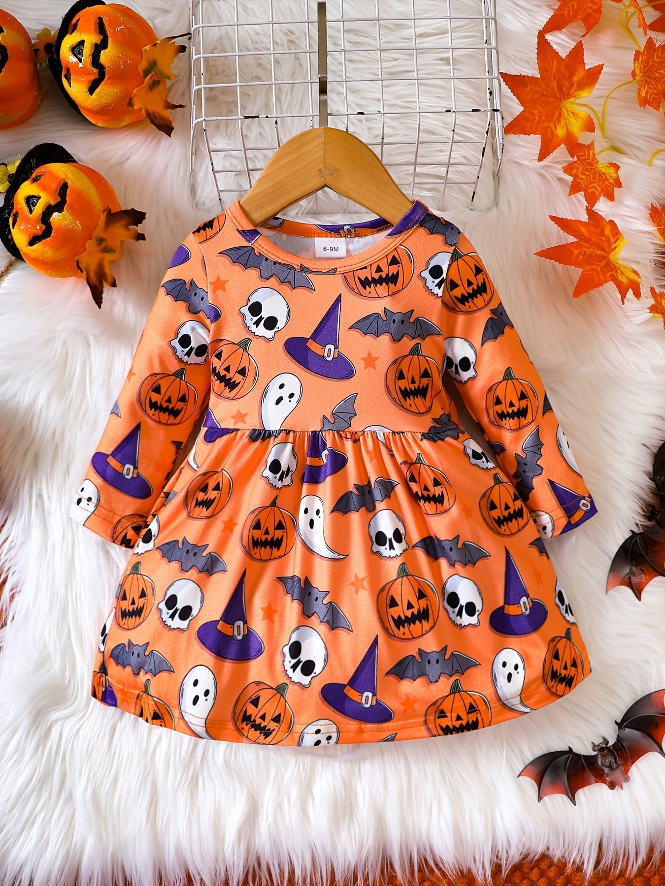 Halloween-Kleid für Baby Mädchen mit Print