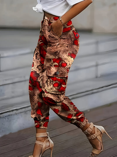 Louisa | Schicke Snake Skin Print Jogginghosen mit Hohem Bund