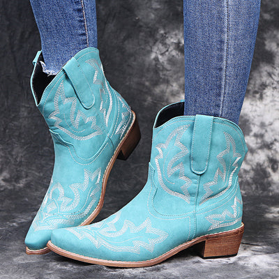 Andrea – Cowgirl-Stiefel mit Stickerei und Keilabsatz