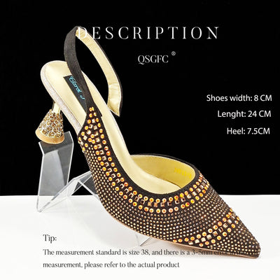 Charlotte – Spitz zulaufende gestreifte Damen High Heels mit Strass