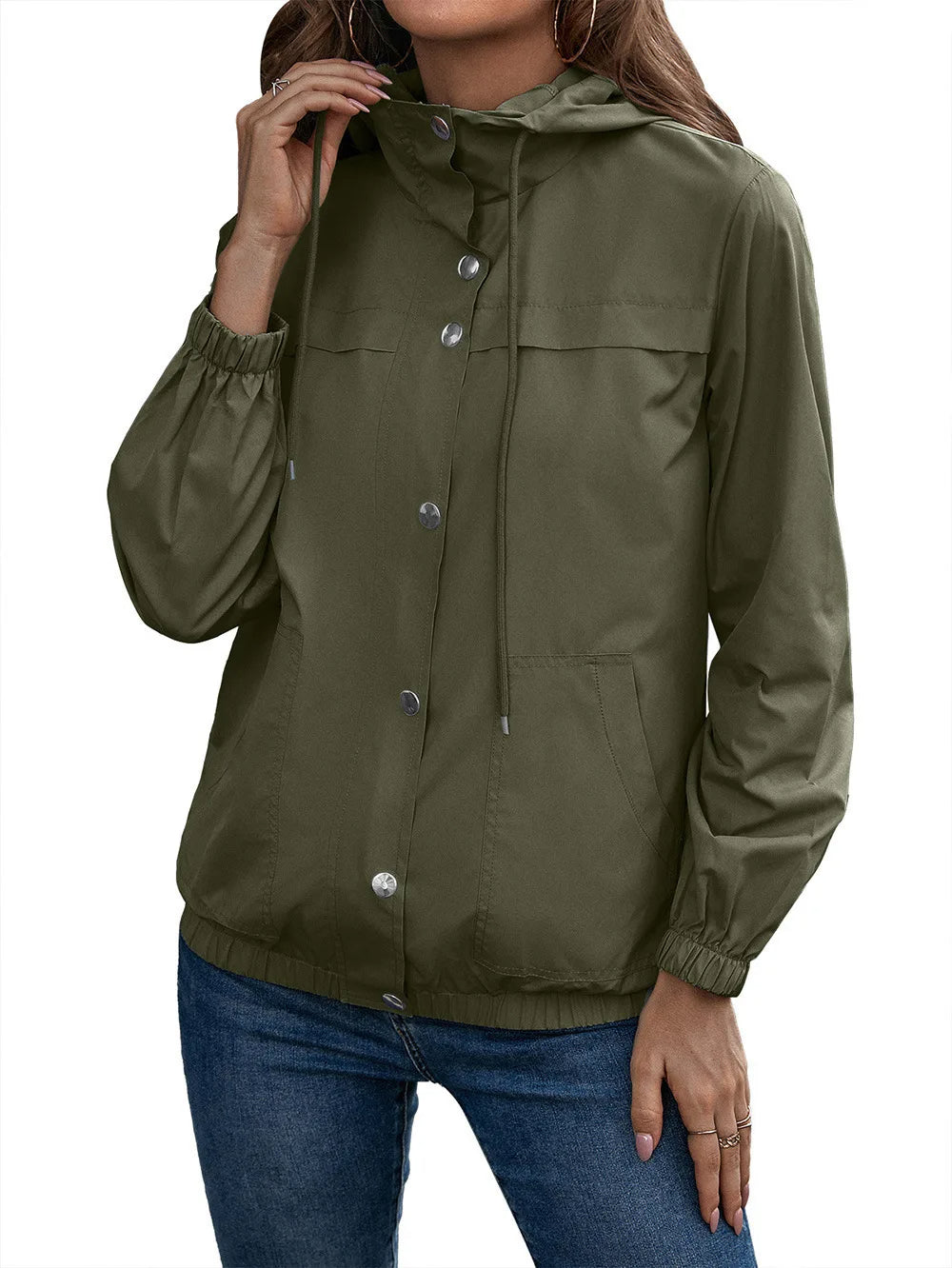 Outdoor-Regenjacke mit Kapuze für Frauen
