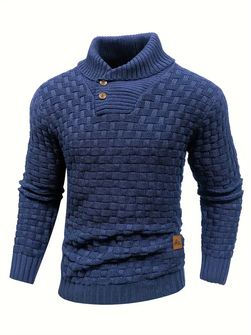 Strickpullover mit Schalkragen und Knopfleiste für Männer