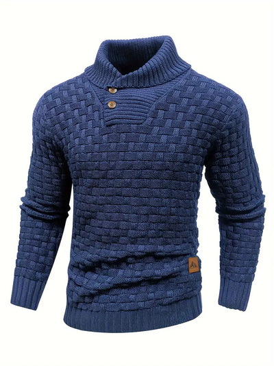 Strickpullover mit Schalkragen und Knopfleiste für Männer