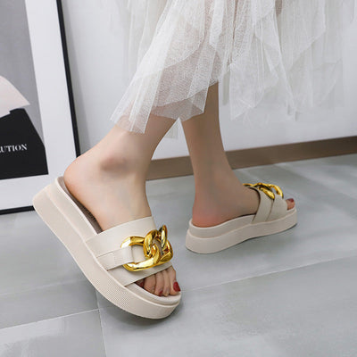 Melissa – Flache Damen-Strandsandalen mit Metallkette