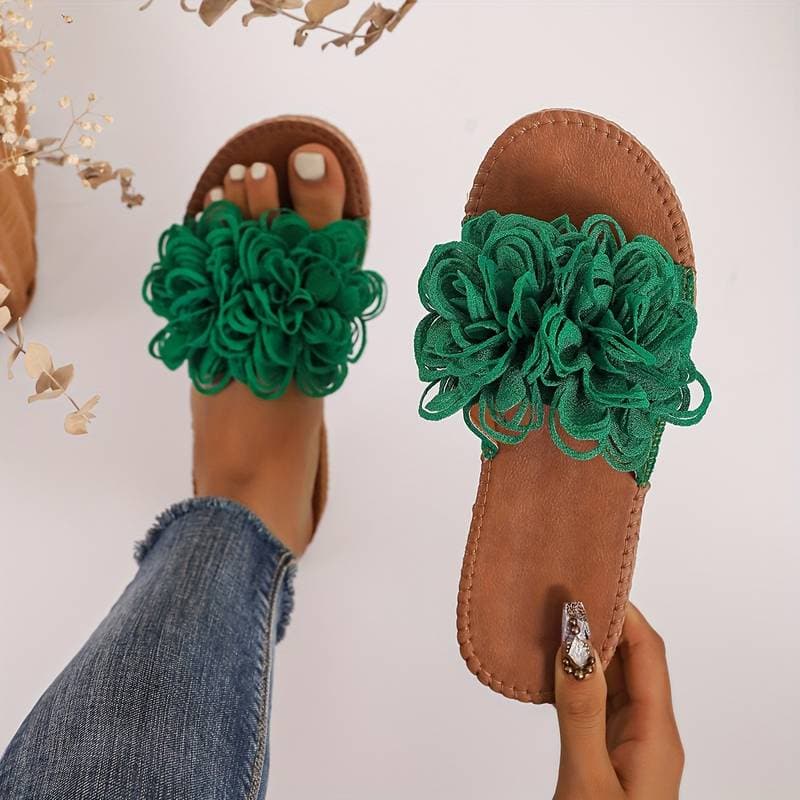 Sandalen mit flacher Sohle und Blumendetailsfür Frauen - Siryanna