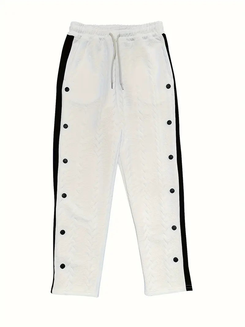 Jonass – Gestrickte Hose Mit Weitem Bein Und Seitlichen Knöpfen