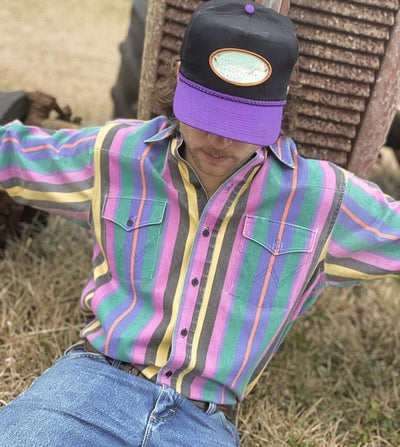 Damon – Lässiges Herrenhemd mit Retro-Print und langen Ärmeln