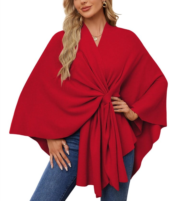 Eleganter Wickelponcho Ivory Weiß - Clara