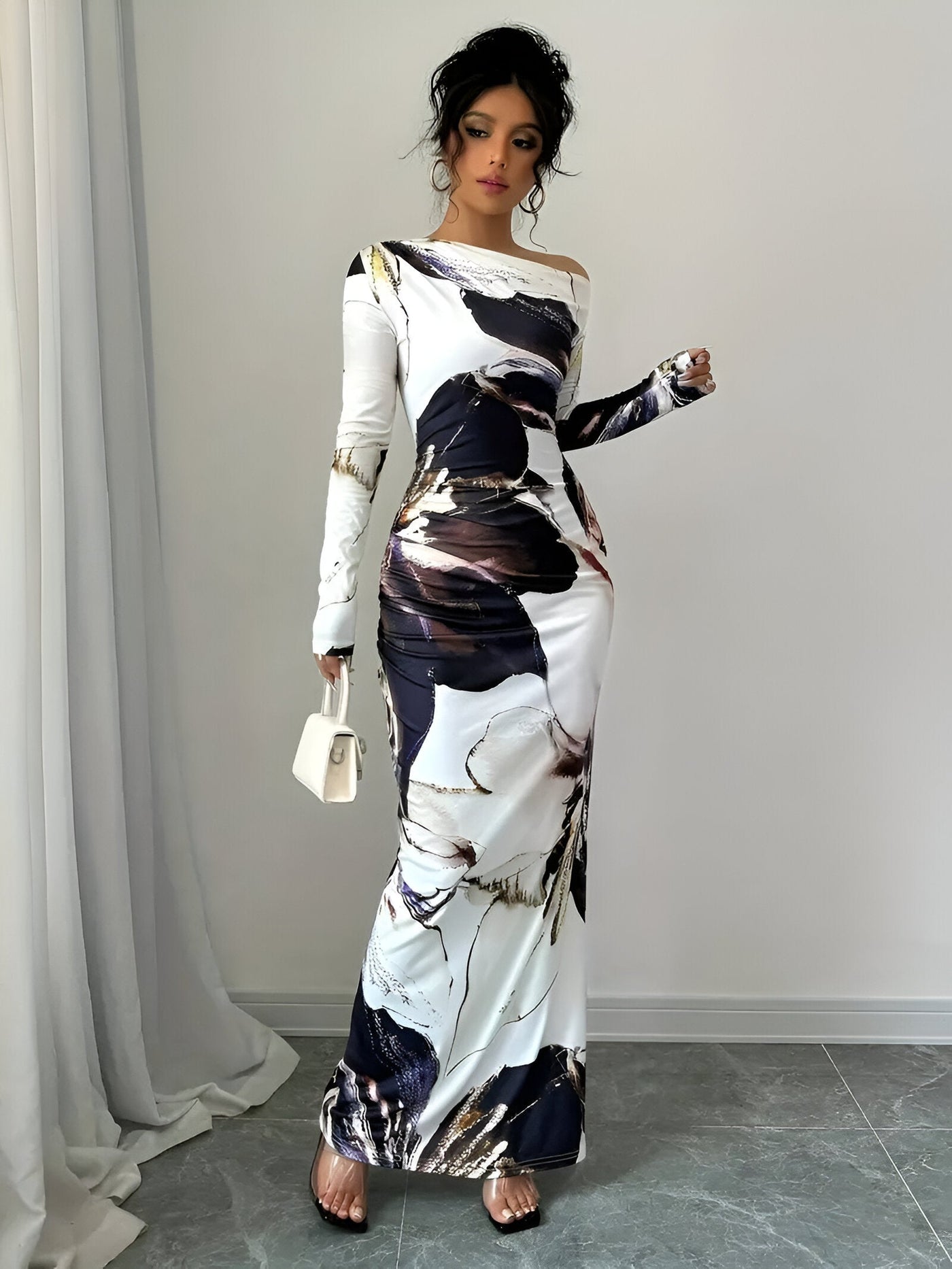 Bluma | Elegantes Off-Shoulder Bodycon Kleid mit Blumenmuster