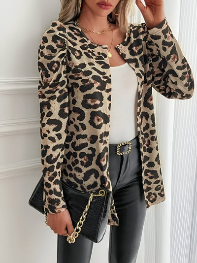 Gudrun | Lässige Jacke mit Leopardenmuster und Offenem Vorderteil