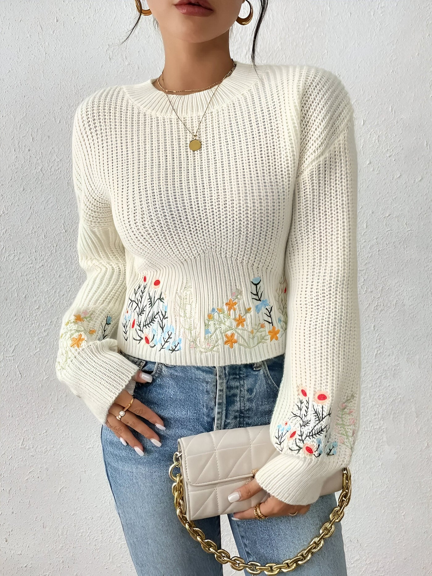 Icelynn | Eleganter Floral Strickpullover