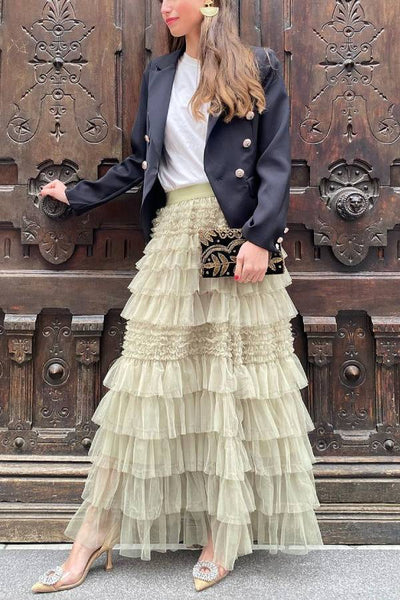 Aurora® | Gestufter Maxirock aus Tüll mit elastischem Bund von City Empress