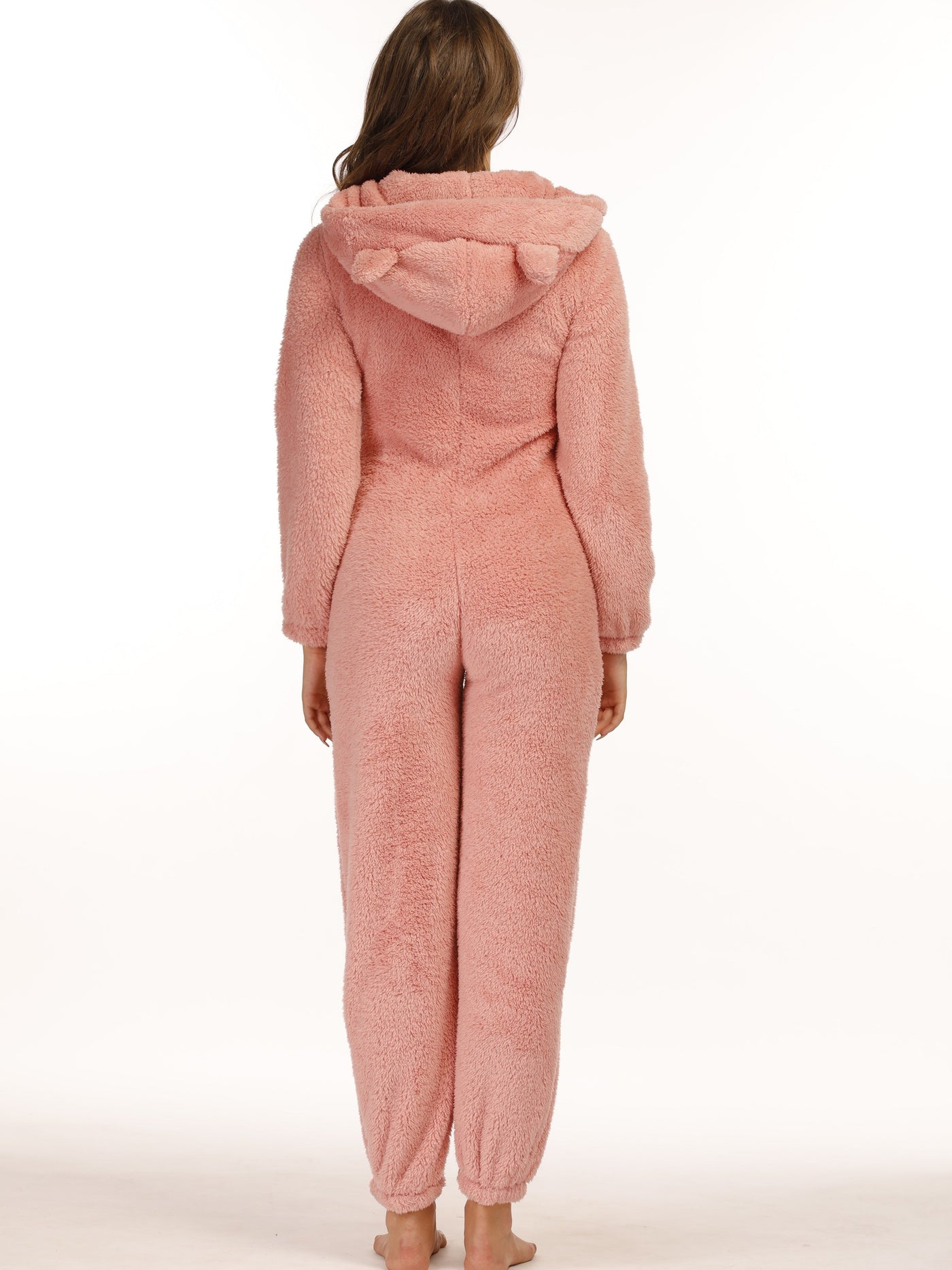 Reißverschluss Teddy-Jumpsuit mit Kapuze