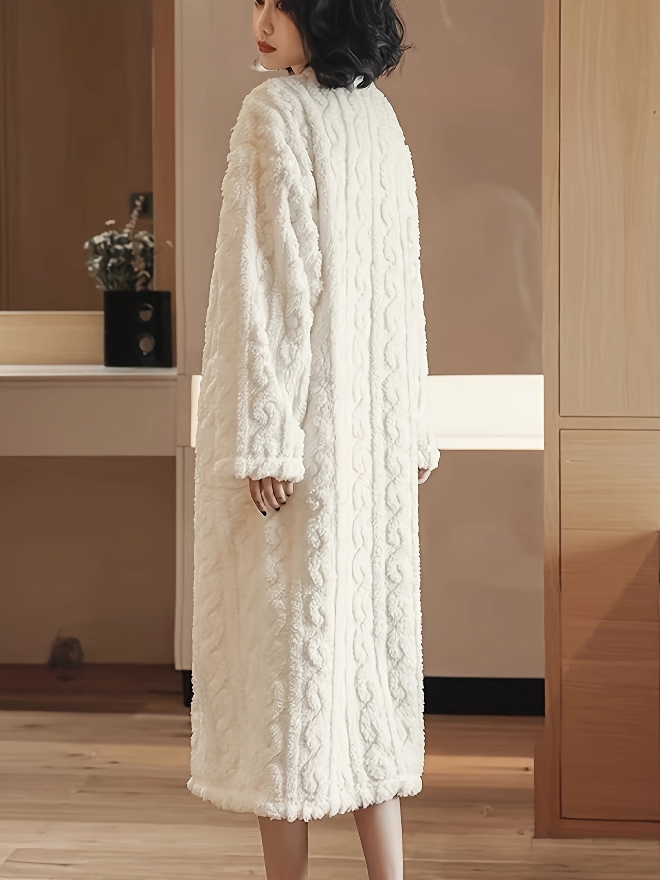 Gemütliches Jacquard-Nachthemd - Einfarbig und Kuschelig