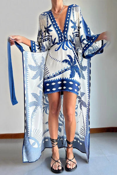 Charlotte® | Schickes, gefälschtes, zweiteiliges, bedrucktes Kleid mit Schnürung