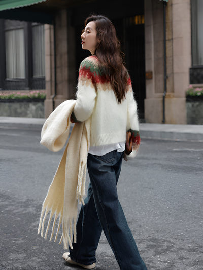 Helena | Gemütlicher & Stylischer Weihnachtsroter Strickpullover