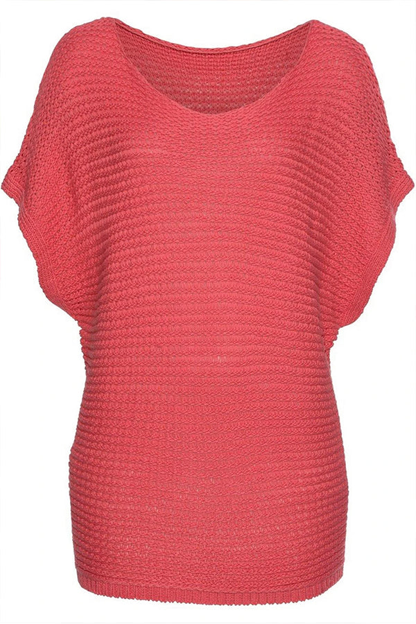 Rose® | Red Clay schlicht gestrickte Bluse mit lockeren Fledermausärmeln