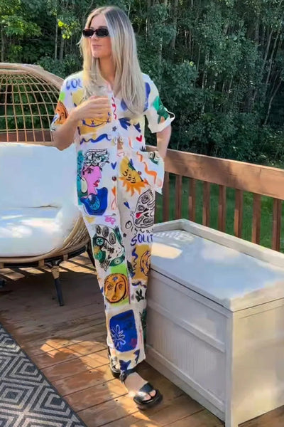 Jenny® | Lässiges zweiteiliges Set mit künstlerischem Graffiti-Print