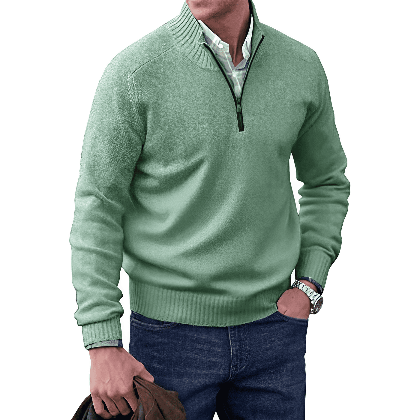 Jonas – Herrenpullover mit Reißverschluss | Eleganter Strick für Frühling
