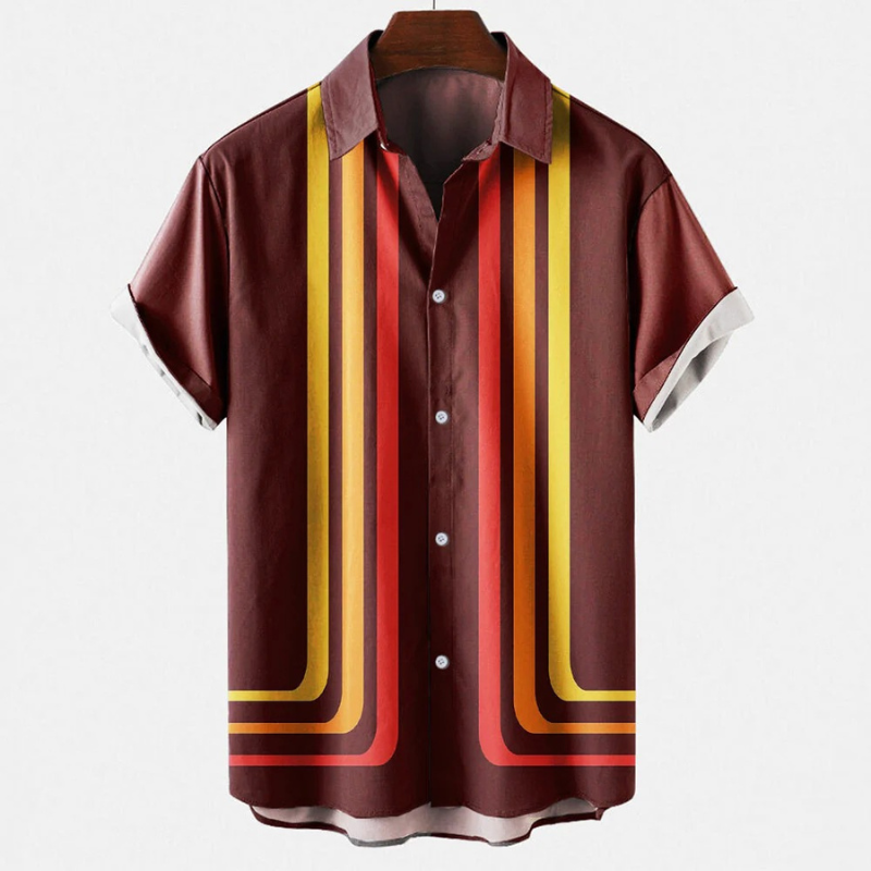 Bedrucktes Vintage-Sommerhemd für Herren | Kurzarm