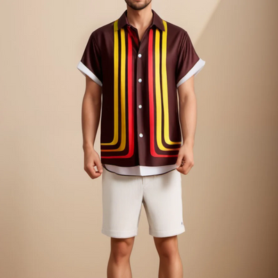 Bedrucktes Vintage-Sommerhemd für Herren | Kurzarm