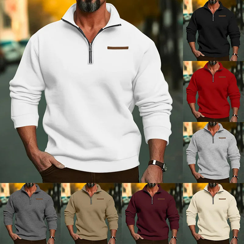 Halbreißverschluss-Pullover aus Samt für Herren