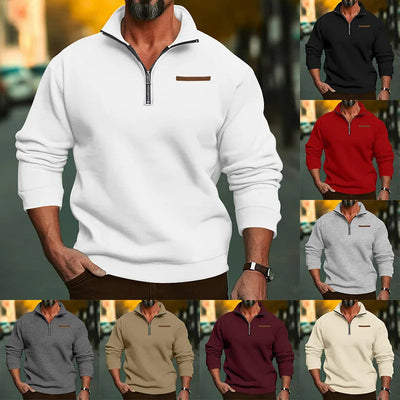 Halbreißverschluss-Pullover aus Samt für Herren