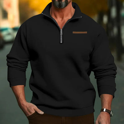 Halbreißverschluss-Pullover aus Samt für Herren