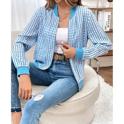 Herbstmode Karo-Strickjacke für Damen