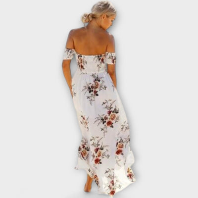 Selina - Schulterfreies Boho Midi-Kleid für Damen mit Blumenmuster