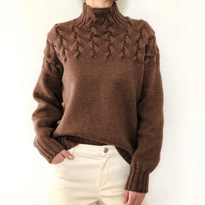 Hochgeschlossener Pullover aus Zopfstrick für Frauen