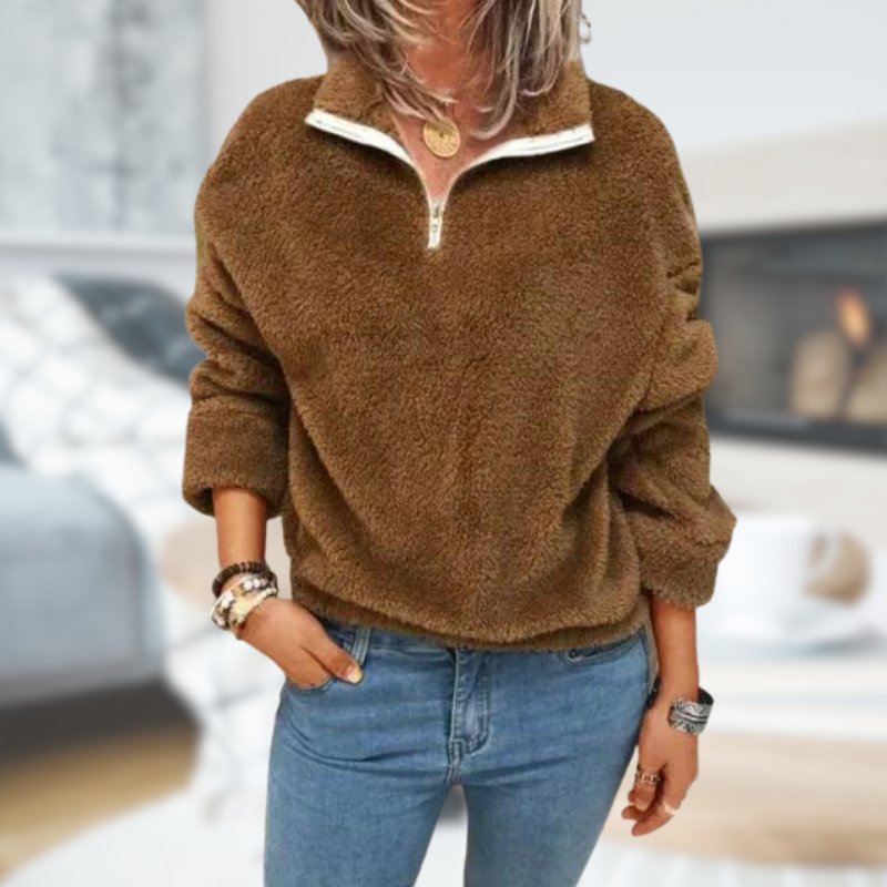 Dicker Plüsch-Winterpullover für Frauen