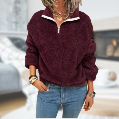 Dicker Plüsch-Winterpullover für Frauen