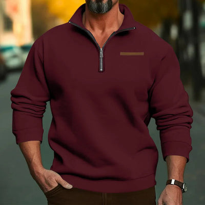 Halbreißverschluss-Pullover aus Samt für Herren