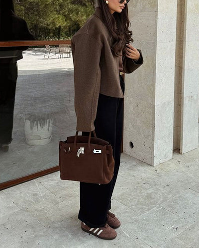 Luxuriöse Damenjacke mit Reißverschluss und übergroßen Ärmeln