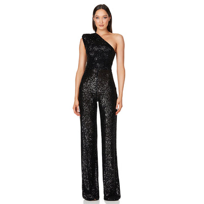Diana – Ärmelloser Ein-Schulter-Pailletten-Jumpsuit