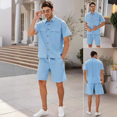 Gabriel – Herren Freizeitset mit kurzen Ärmeln und Kordelzug-Shorts