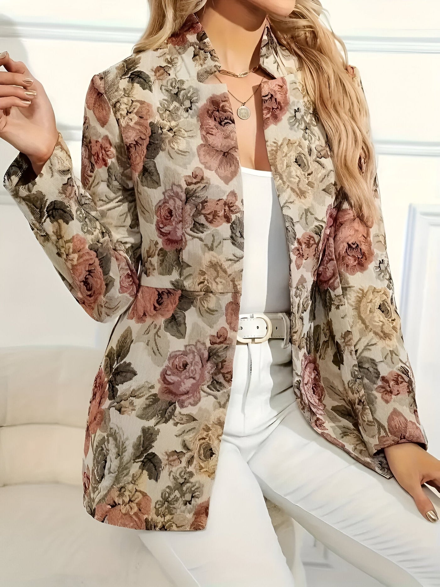 Ernestina | Eleganter Floral Open-Front Blazer