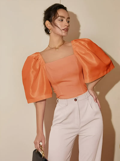 Renatta | Elegante Slim Bluse mit Quadrat-Ausschnitt