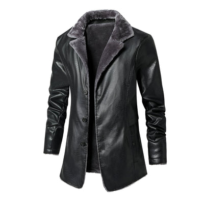 Klaus | Luxuriöse Mittel-Lange Lederjacke