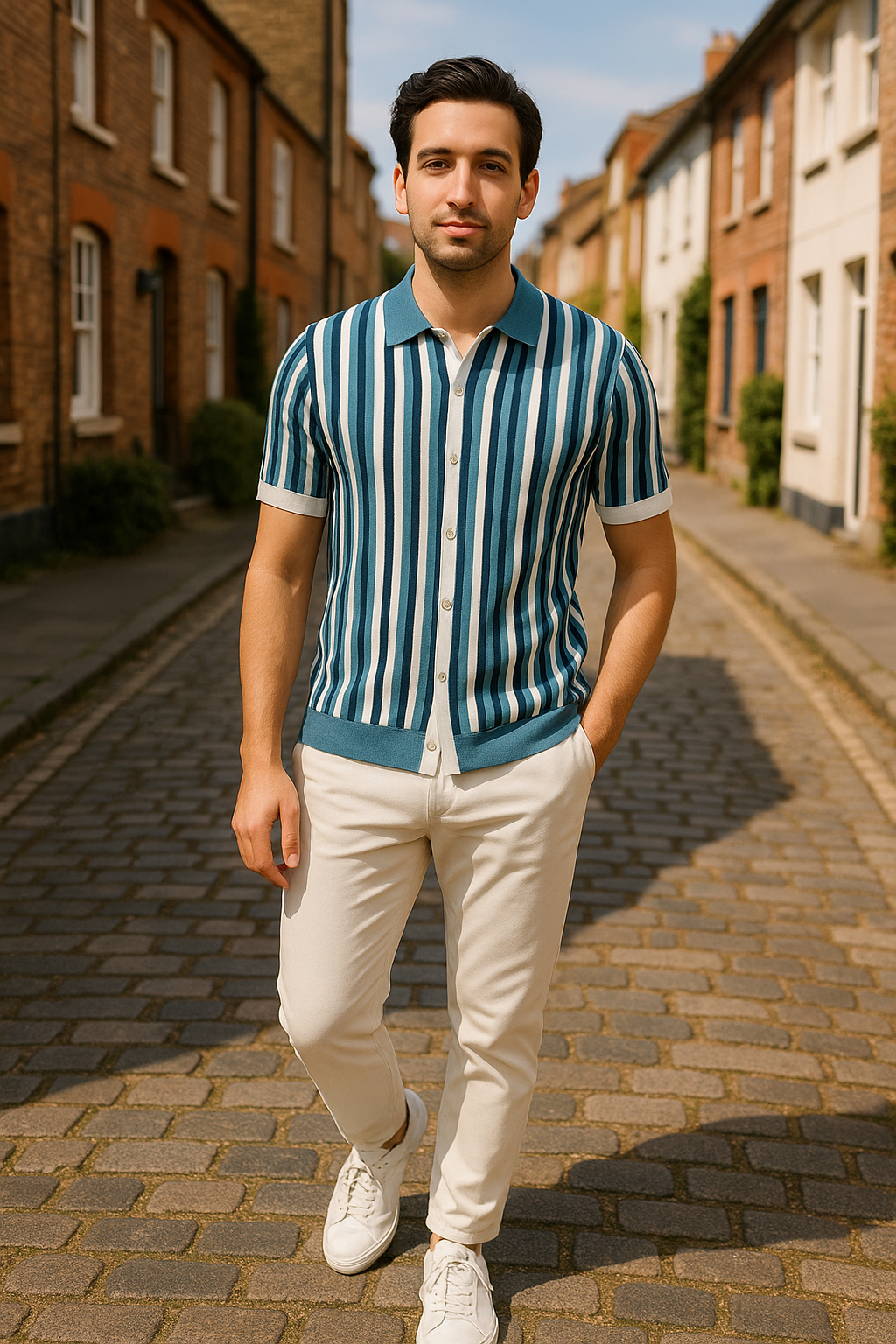 Renzo – Das gestreifte strickpolo für männer mit stilgefühl und premium-charakter