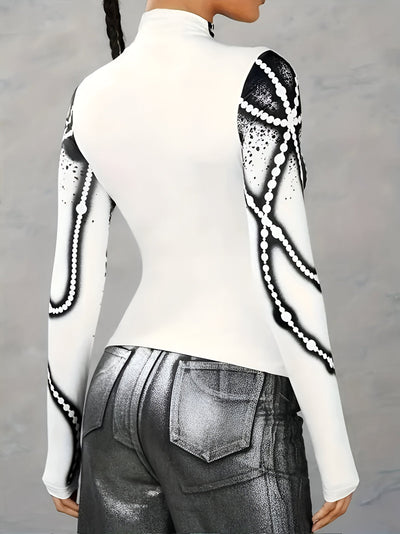 Jerrica | Lässiges Strickoberteil mit abstraktem Druck