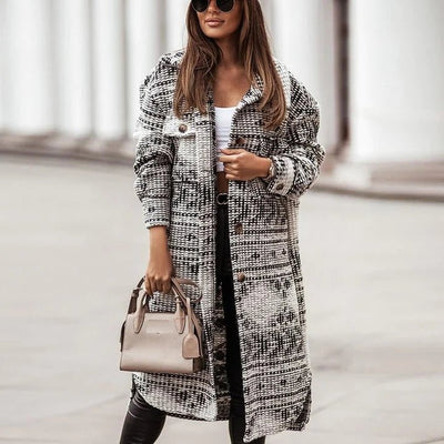 Schwarzer Retro-Mantel mit Muster - Clara