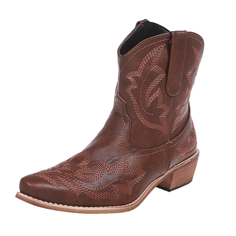 Andrea – Cowgirl-Stiefel mit Stickerei und Keilabsatz