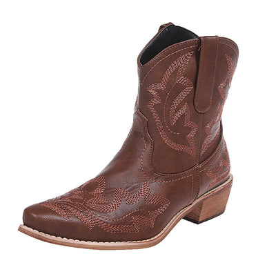 Andrea – Cowgirl-Stiefel mit Stickerei und Keilabsatz