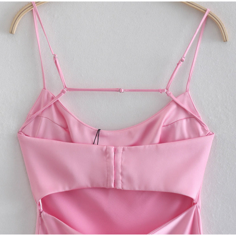 Sophie – Elegantes Satin-Maxikleid mit schmalen Trägern für Damen